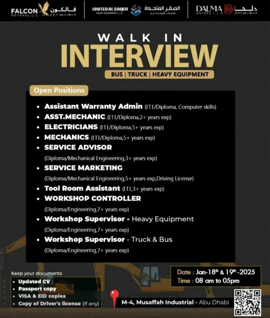 Falcon Motors Walk in Interview in Abu Dhabi