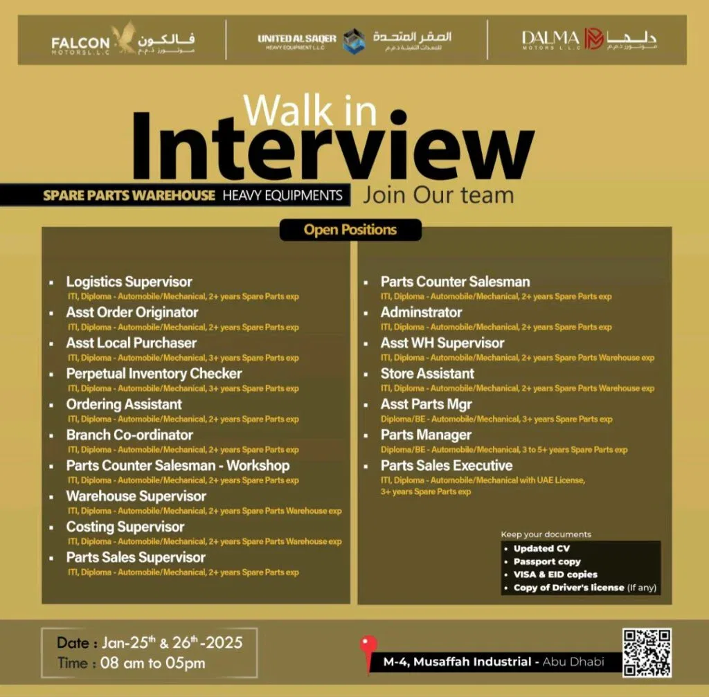Falcon Motors Walk in Interview in Abu Dhabi