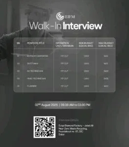Join EIFM: Walk-in Interview Schedule for 2025 Announced 1 Join EIFM: Walk-in Interview Schedule for 2025 Announced