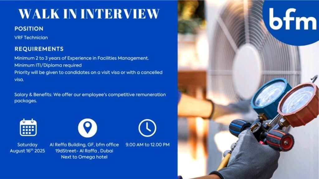 Job Vacancies In Dubai With BFM Bloom Facilities Management Walk-In Interviews 1 Job Vacancies In Dubai With BFM Bloom Facilities Management Walk-In Interviews