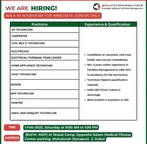 Emirates National FM Walk in Interview in Dubai 2025: Dates, Venues, and Key Details