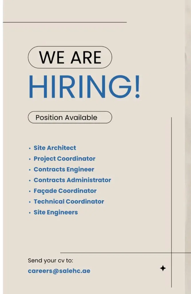 Saleh Constructions jobs in Dubai 2025: Dates, Venues, and Key Details