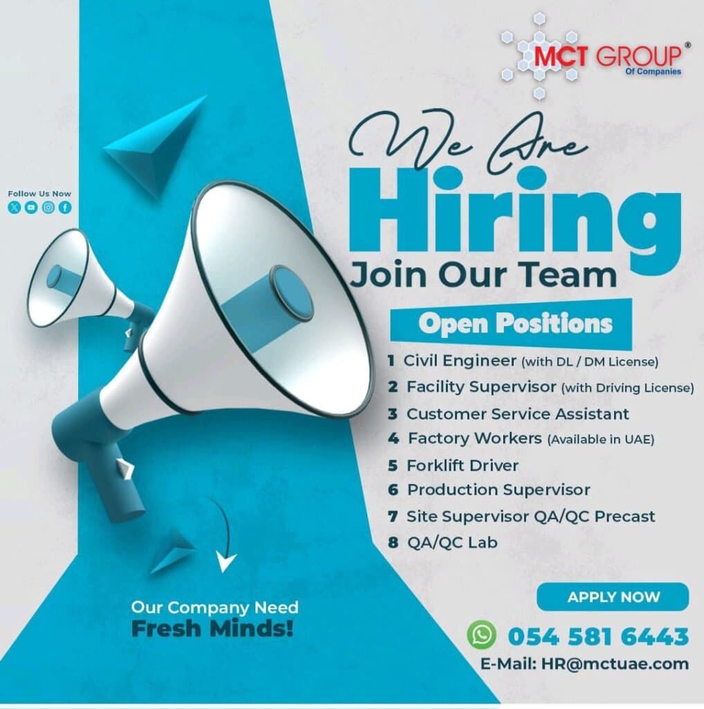 Unlock Your Career Potential: MCT Group of Companies is Now Hiring in the UAE 1 Unlock Your Career Potential: MCT Group of Companies is Now Hiring in the UAE