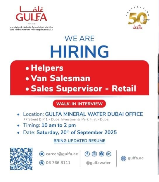 Join the Gulfa Family: Walk-In Interview on September 20th, 2025 1 Join the Gulfa Family: Walk-In Interview on September 20th, 2025
