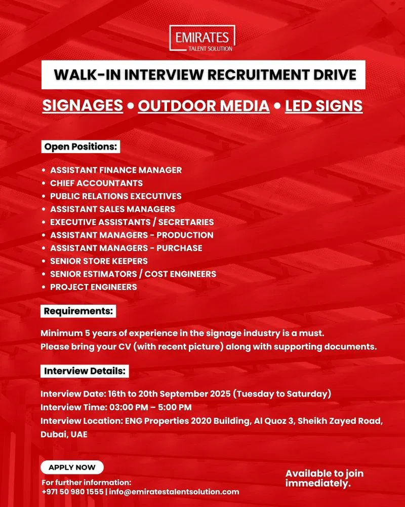 Emirates Talent Solution Walk in Interview in Dubai 2025: Dates, Venues, and Key Details