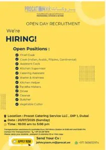 Procat Catering Open Day Recruitment in Dubai 2025
