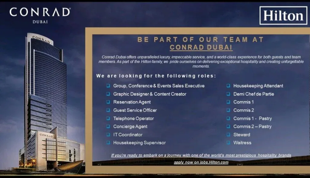 Launch Your Career in Luxury: Join the Team at Conrad Dubai 2025 1 Join the Team at Conrad Dubai 2025