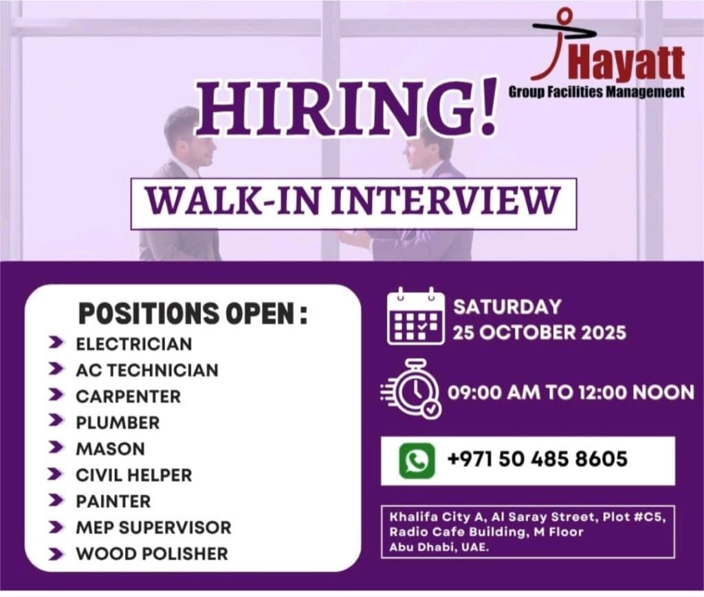 Build Your Career with Hayatt Group Facilities Management: Now Hiring in the UAE 1 Build Your Career with Hayatt Group Facilities Management: Now Hiring in the UAE