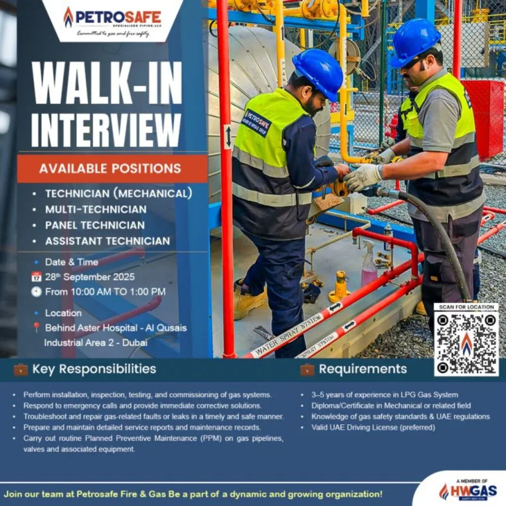 PetroSafe Walk in Interview in Dubai 2025