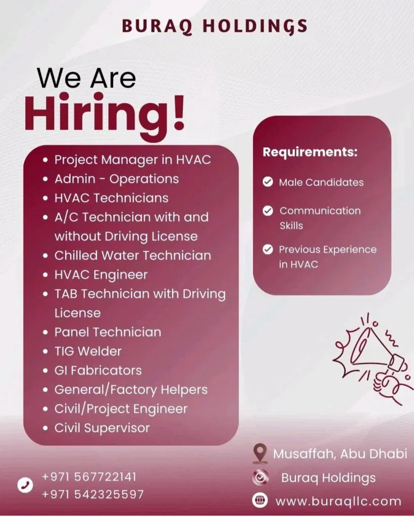 Buraq Holdings is Hiring: Explore Exciting HVAC Career Opportunities in Abu Dhabi