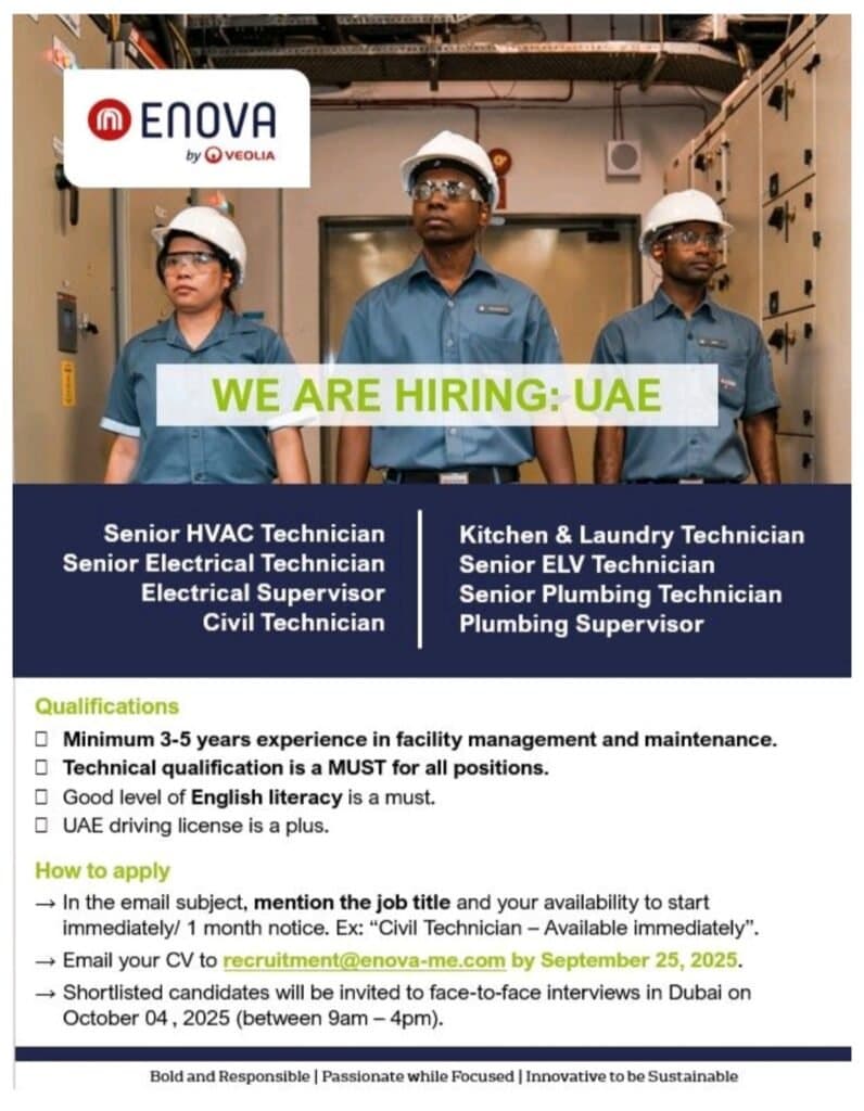 Enova by Veolia is Hiring in the UAE: Apply Before September 25, 2025 1 Enova by Veolia is Hiring in the UAE: Apply Before September 25, 2025
