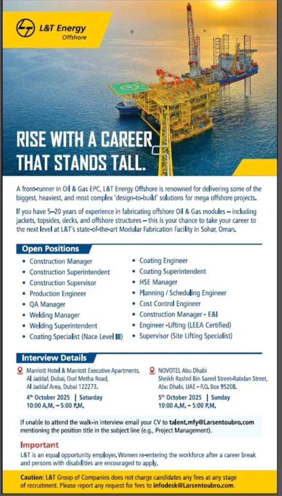 L&T Energy Walk in Interview in Dubai & Abu Dhabi
