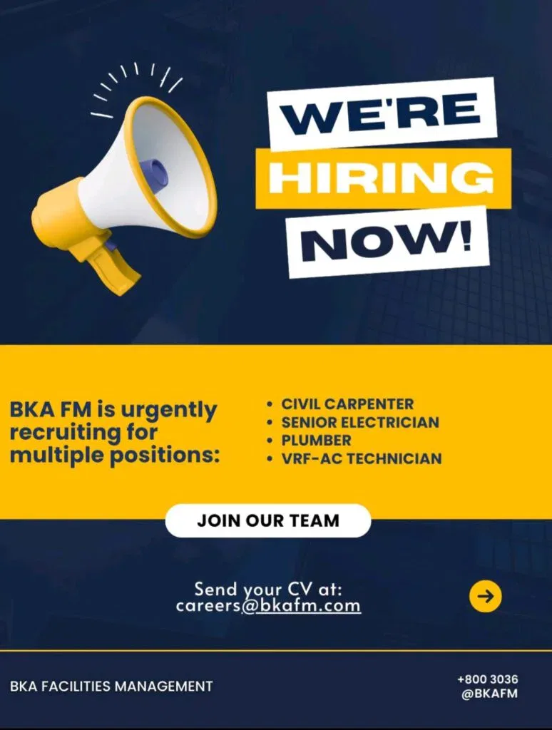 Urgent Hiring in UAE: BKA FM is Recruiting Multiple Technical Positions Immediately 1 BKA FM is Recruiting Multiple Technical Positions Immediately