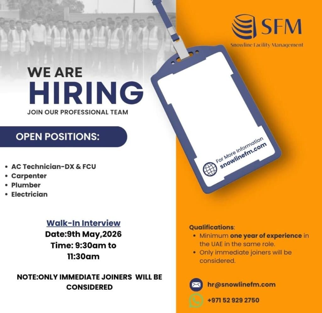 Snowline Facility Management Walk-In Interview in UAE – May 2026