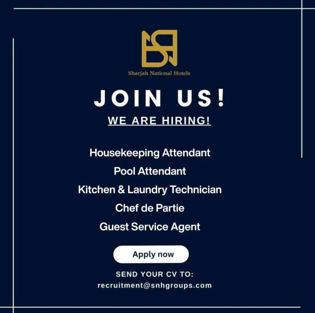 Sharjah National Hotels Hiring: Multiple Hospitality Jobs Open – Apply Now 2026 1 Sharjah National