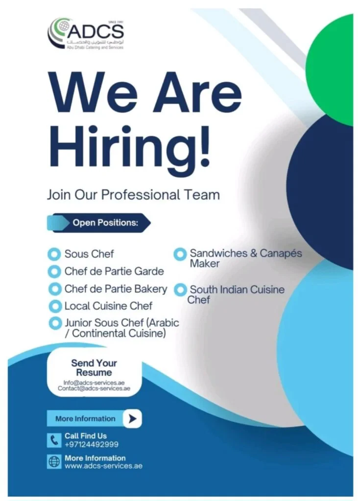 We Are Hiring! Join ADCS – Abu Dhabi’s Premier Catering Team 2026 1 The Abu Dhabi Catering and Services Company (ADCS)