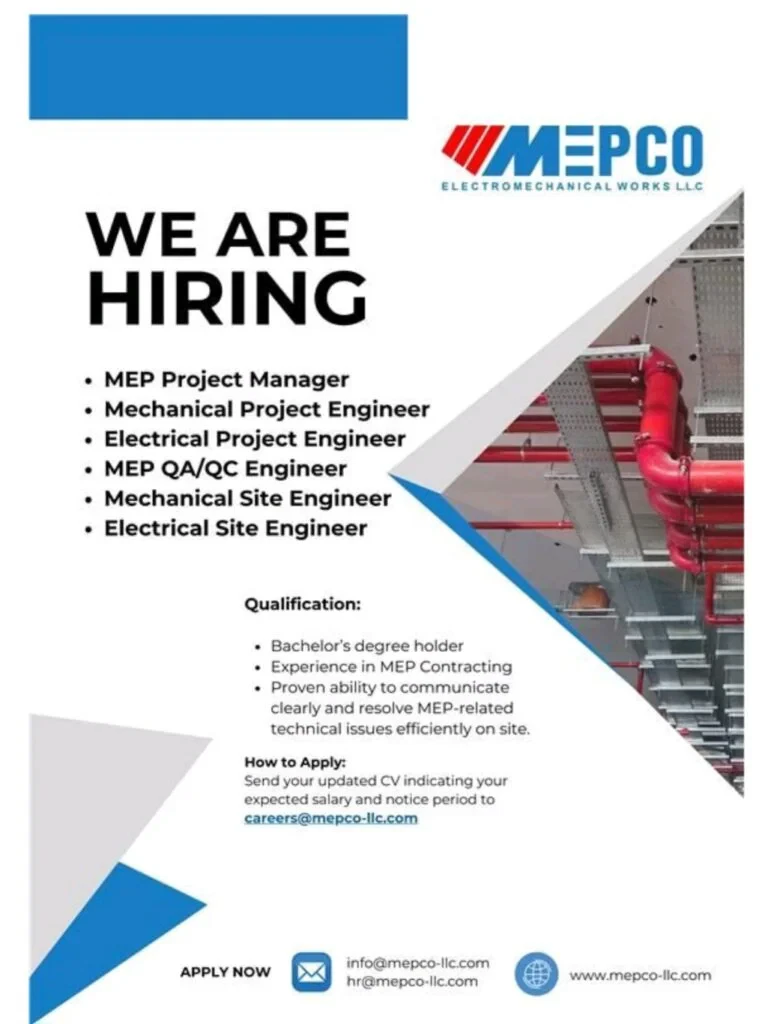 MEPCO Electromechanical Works L.L.C: Exciting MEP Job Openings in Dubai 2026 1 MEPCO Electromechanical Works L.L.C