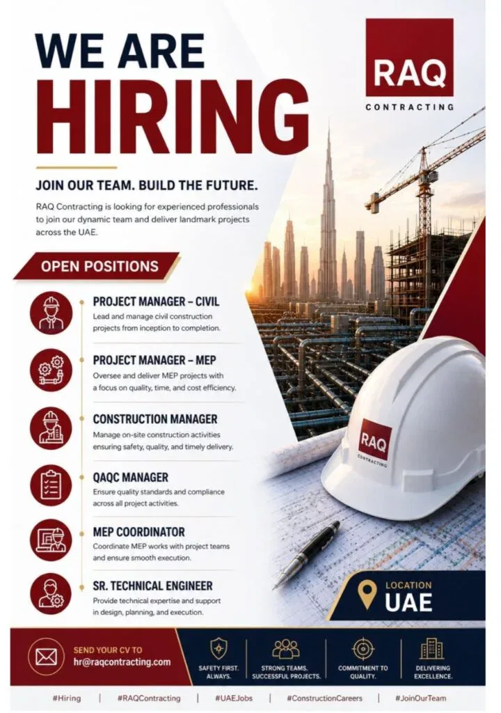 RAQ Contracting Careers UAE 2026 – Latest Construction & MEP Jobs in UAE 1 RAQ Contracting