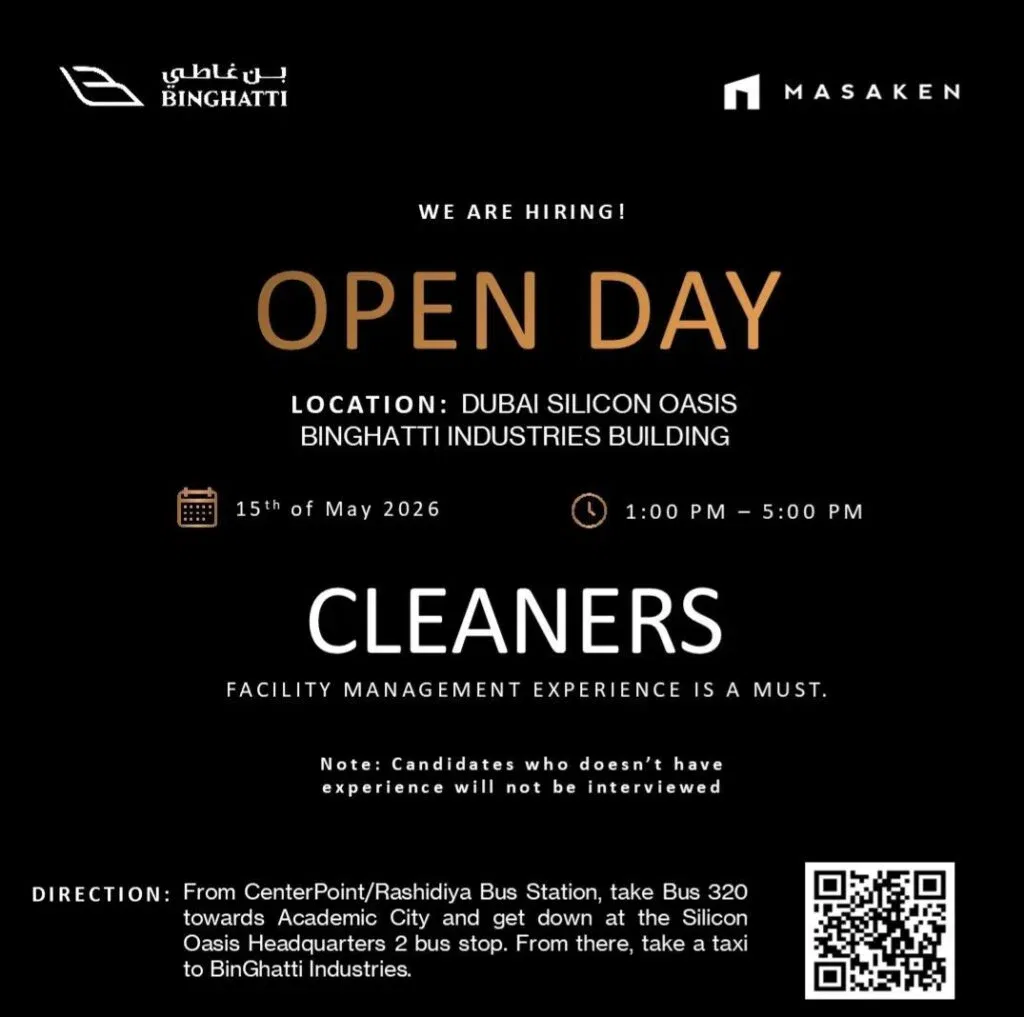 BinGhatti Open Day 2026: Cleaners Hiring in Dubai Silicon Oasis
