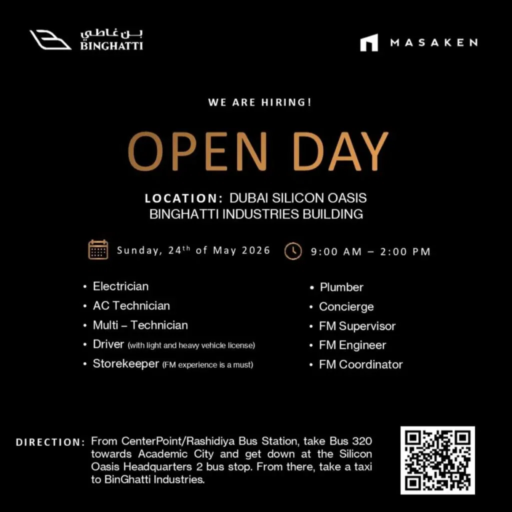 Binghatti Masaken Open Day Walk-In Interview Dubai 2026 1 Binghatti