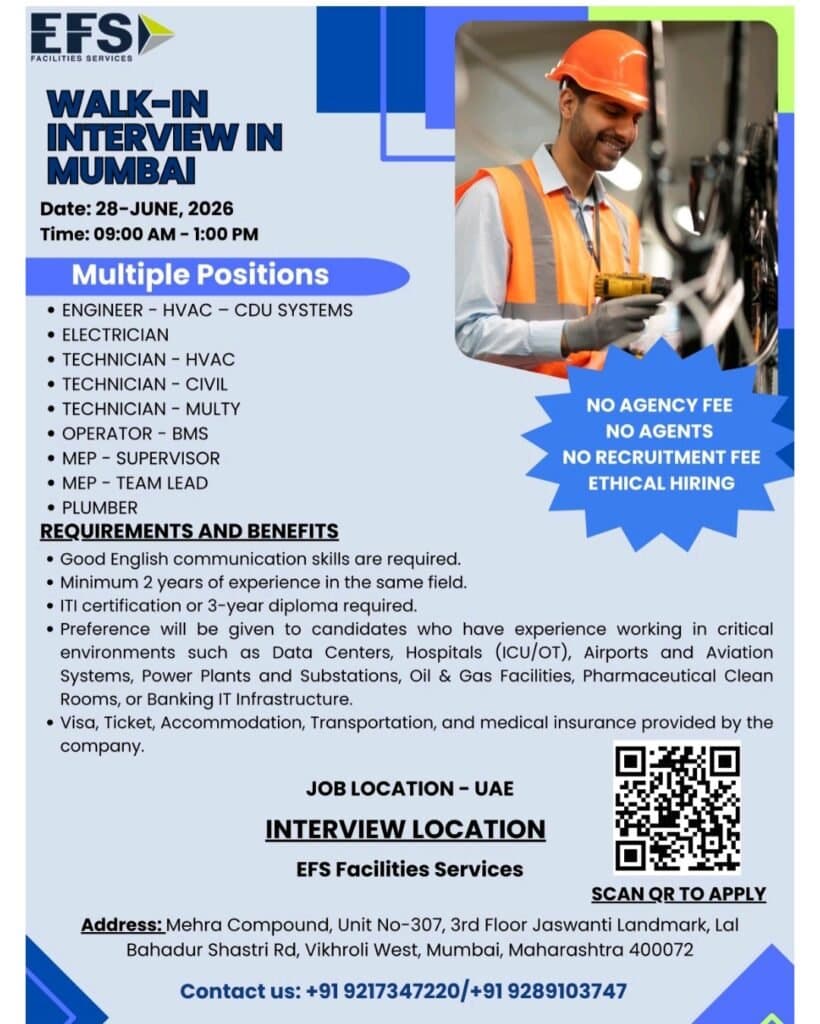 EFS Facilities Services UAE Walk-In Interview 2026 in Noida, Mumbai, Hyderabad & Bengaluru – Multiple Job Vacancies 2 1000691949