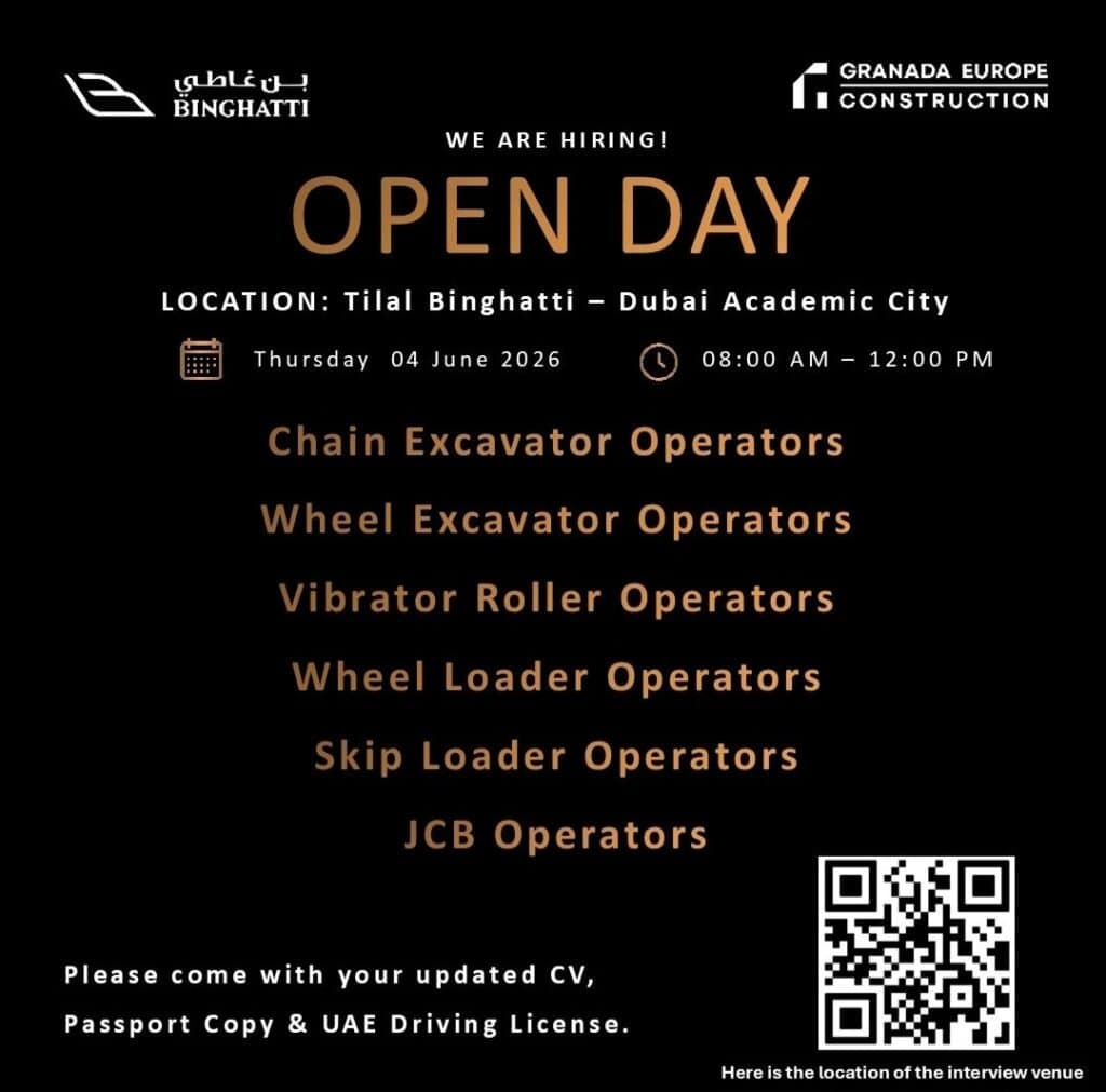 Binghatti Open Day Walk-In Interview 2026 for Equipment Operators in Dubai 1 Binghatti