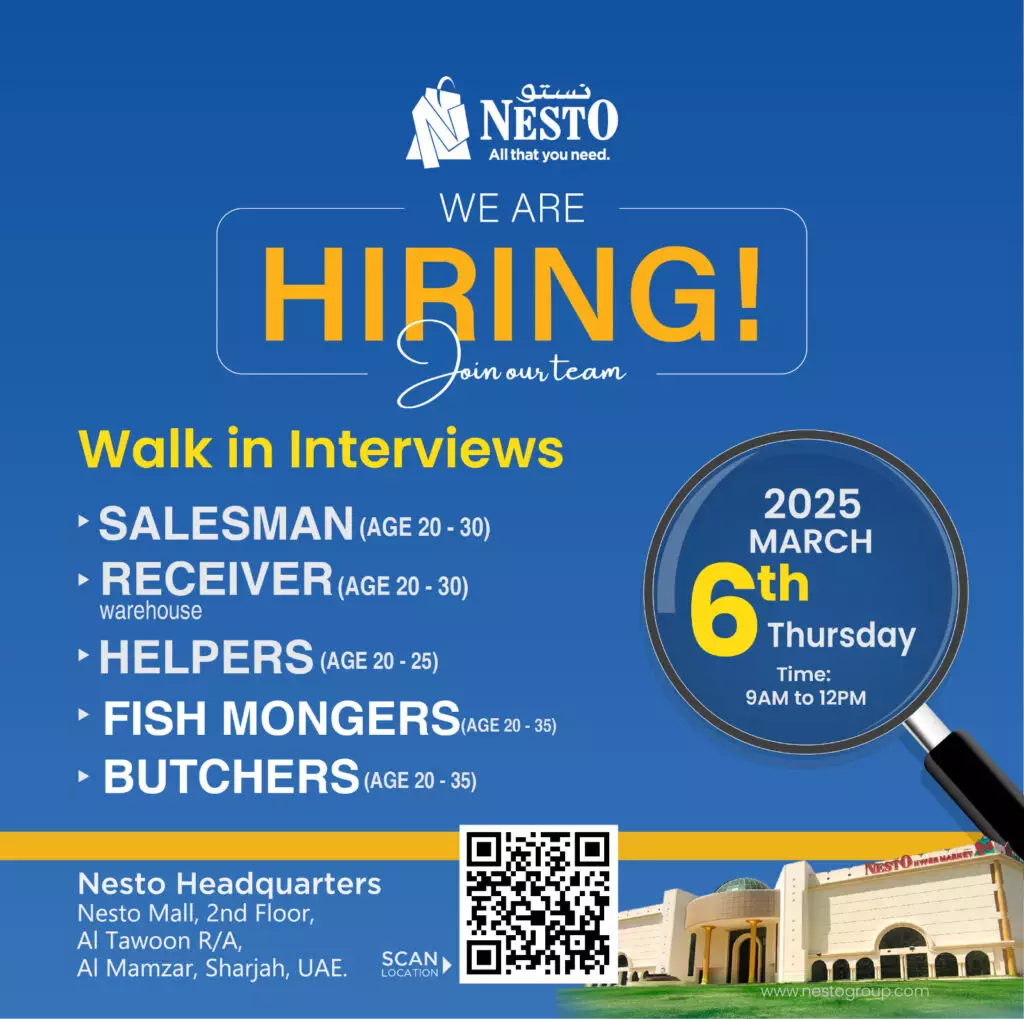 Nesto Supermarket Jobs Openings in Dubai 2025