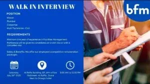 Job Vacancies In Dubai With BFM Facilities Services 2025