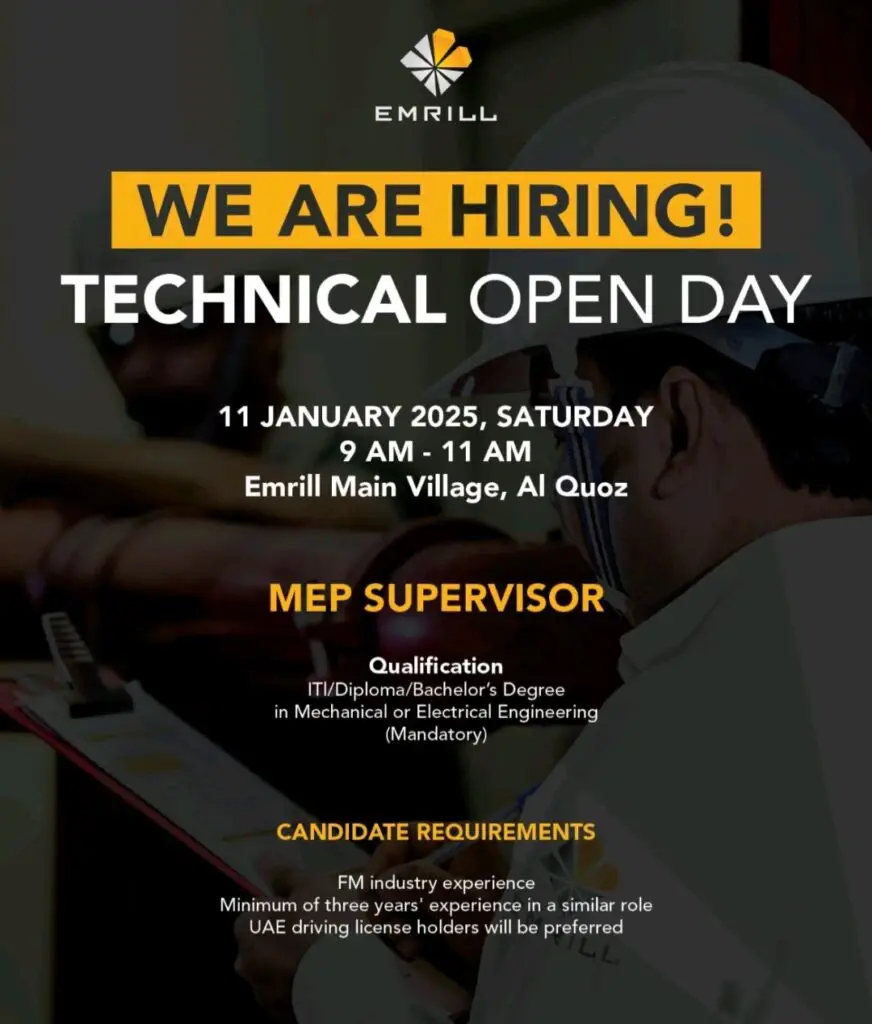 Emrill Careers Dubai: 2025 Walk-in Interview Dates & Application Process 1 Emrill Careers Dubai: 2025 Walk-in Interview Dates & Application Process