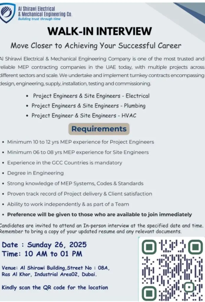 Al Shirawi Walk in Interview in Dubai 2025: Dates, Venues, and Key Details 1 Al Shirawi Walk in Interview in Dubai 2025: Dates, Venues, and Key Details
