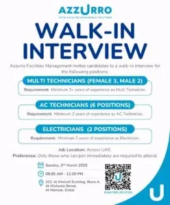 Azzurro Walk in Interview in Dubai 2025: Dates, Venues, and Key Details