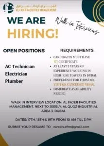 Land Your Dream Job at Al Fajer Facilities Walk In Dubai 2025