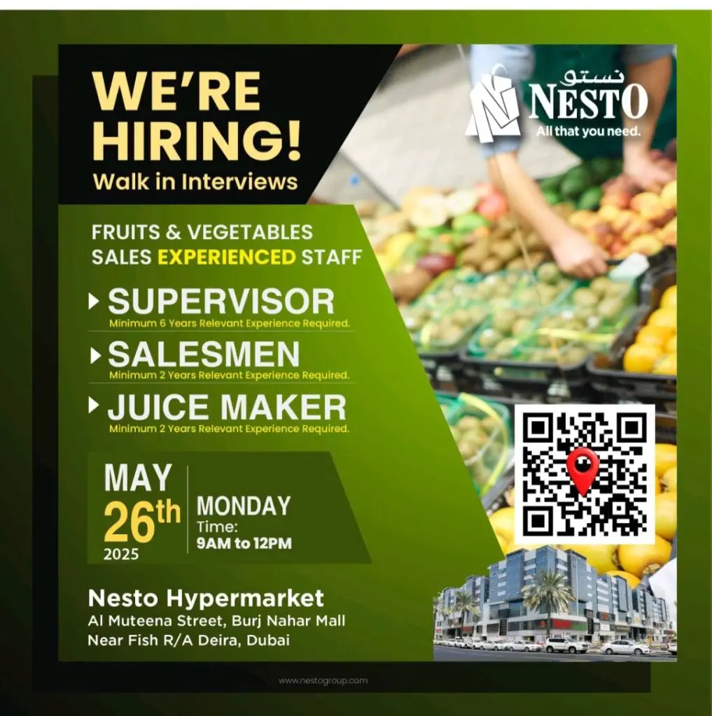 Work and Grow: Nesto Supermarket Jobs Openings in Dubai 2025 1 Work and Grow: Nesto Supermarket Jobs Openings in Dubai 2025