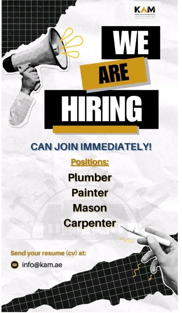 Current Job Openings at KAM General Contracting & Maintenance 2025 1 Current Job Openings at KAM General Contracting & Maintenance 2025