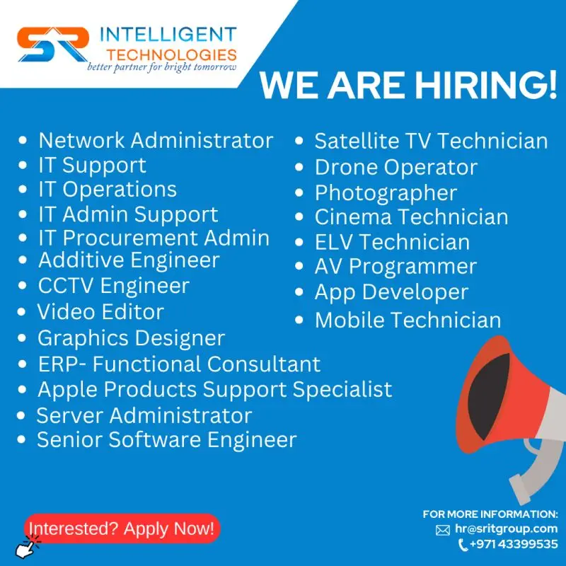 SR Intelligent Walk in Interview in Dubai 2025: Dates, Venues, and Key Details