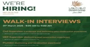 Desert Group Walk in Interview in Dubai 2025: Dates, Venues, and Key Details