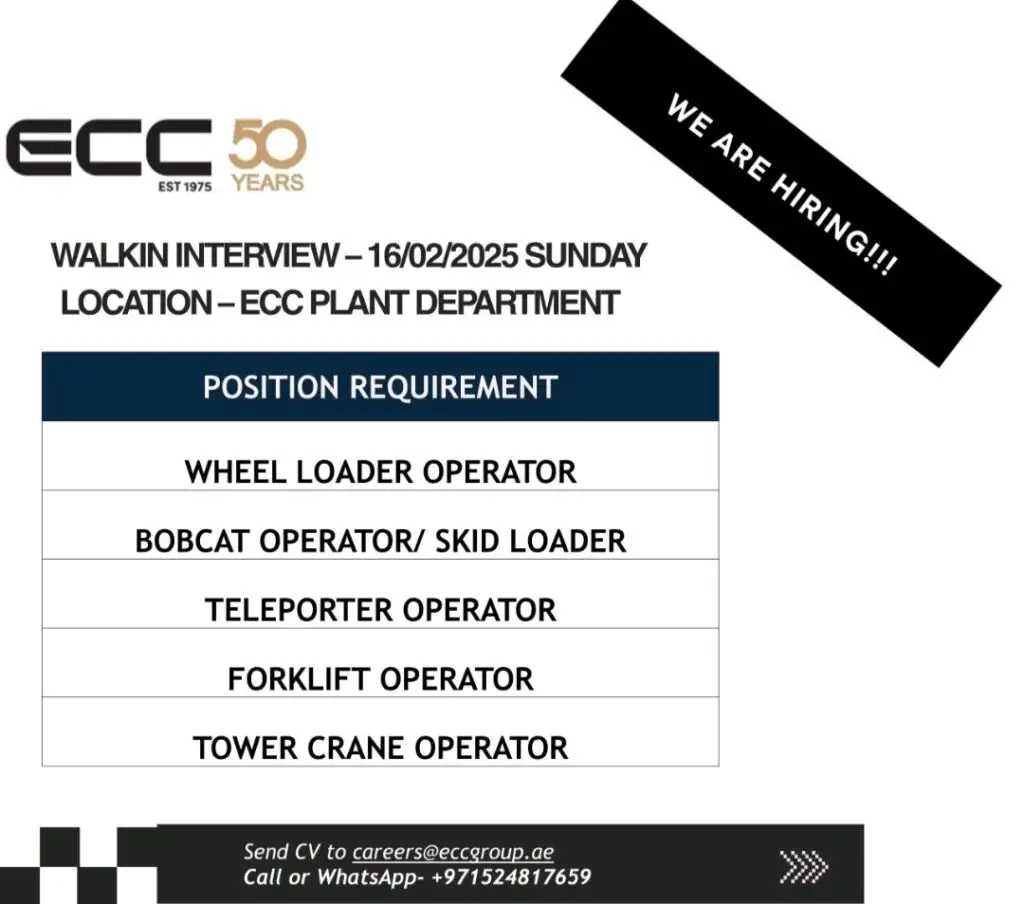 Engineering Contracting company Walk in Interview in Dubai 2025: Dates, Venues, and Key Details 1 Engineering Contracting company Walk in Interview in Dubai 2025: Dates, Venues, and Key Details