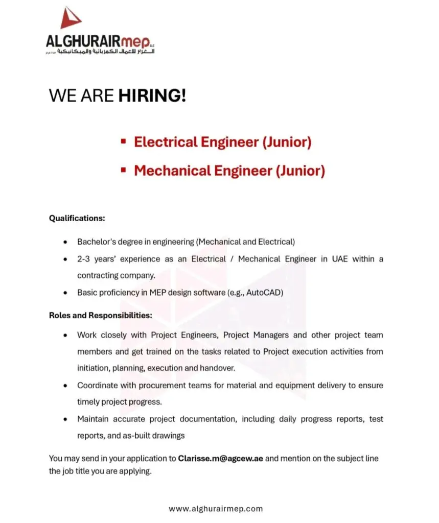 Al Ghurair MEP LLC careers 2025: Dates, Venues, and Key Details 1 Al Ghurair MEP LLC careers 2025: Dates, Venues, and Key Details