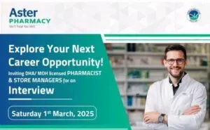 Aster Pharmacy Walk in Interview in UAE 2025: Dates, Venues, and Key Details