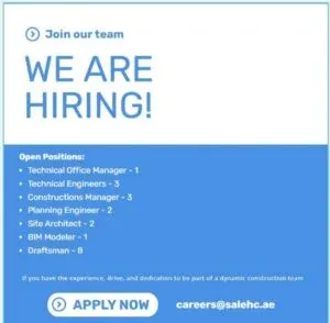 Saleh Constructions jobs in Dubai 2025: Dates, Venues, and Key Details