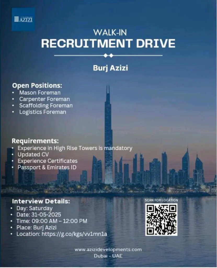 Azizi Developments Walk in Interview in Dubai 2025: Dates, Venues, and Key Details 2 Azizi Developments Walk in Interview in Dubai 2025: Dates, Venues, and Key Details
