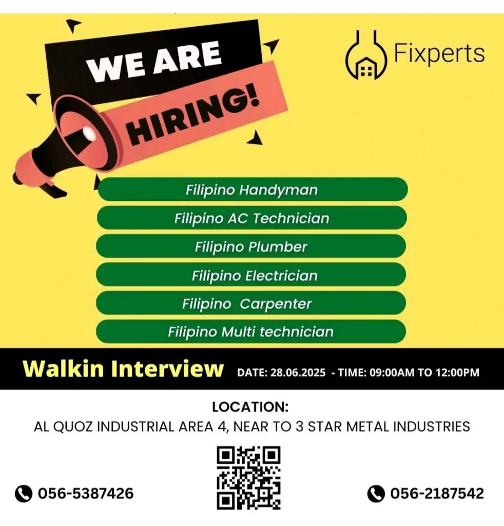Fixperts Contracting Walk in Interview in Dubai 2025: Dates, Venues, and Key Details