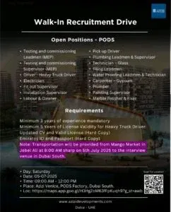 Azizi Developments Walk in Interview in Dubai 2025: Dates, Venues, and Key Details