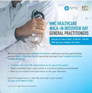 NMC Healthcare Walk in Interview in Dubai 2025: Dates, Venues, and Key Details 1 NMC Healthcare Walk in Interview in Dubai 2025: Dates, Venues, and Key Details