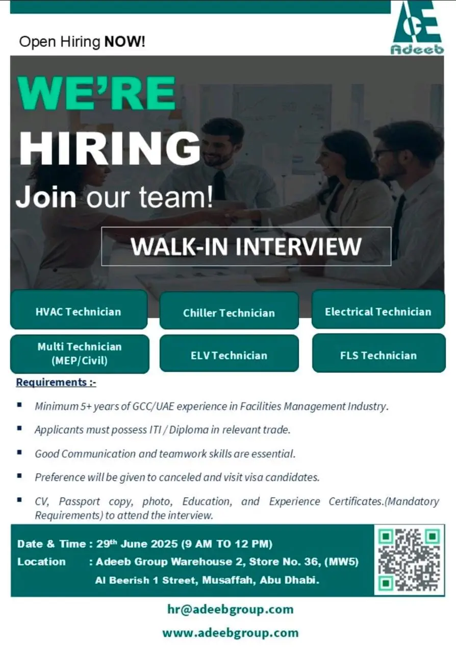 Adeeb Group Walk in Interview in abu dhabi 2025: Dates, Venues, and Key Details 1 Adeeb Group Walk in Interview in abu dhabi 2025: Dates, Venues, and Key Details