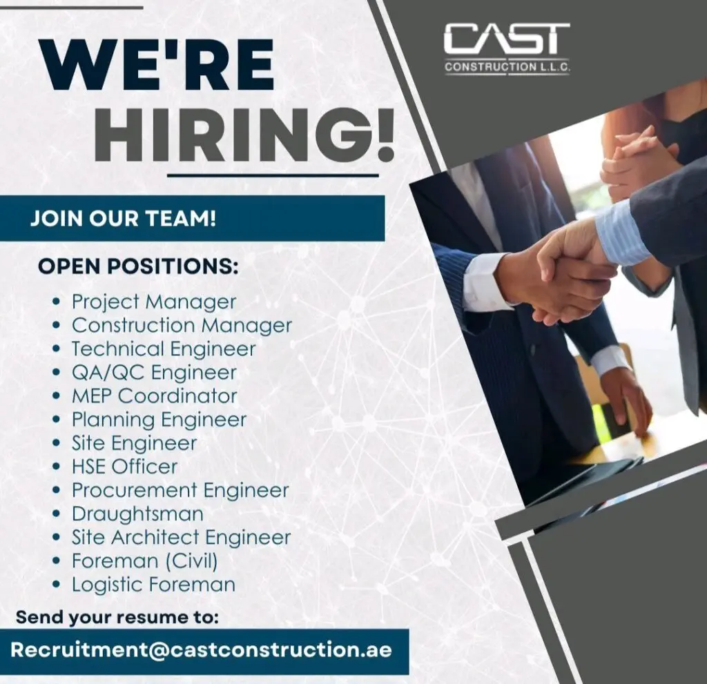 CAST Construction Recruitments in Dubai 2025: Dates, Venues, and Key Details 2 CAST Construction Recruitments in Dubai 2025: Dates, Venues, and Key Details