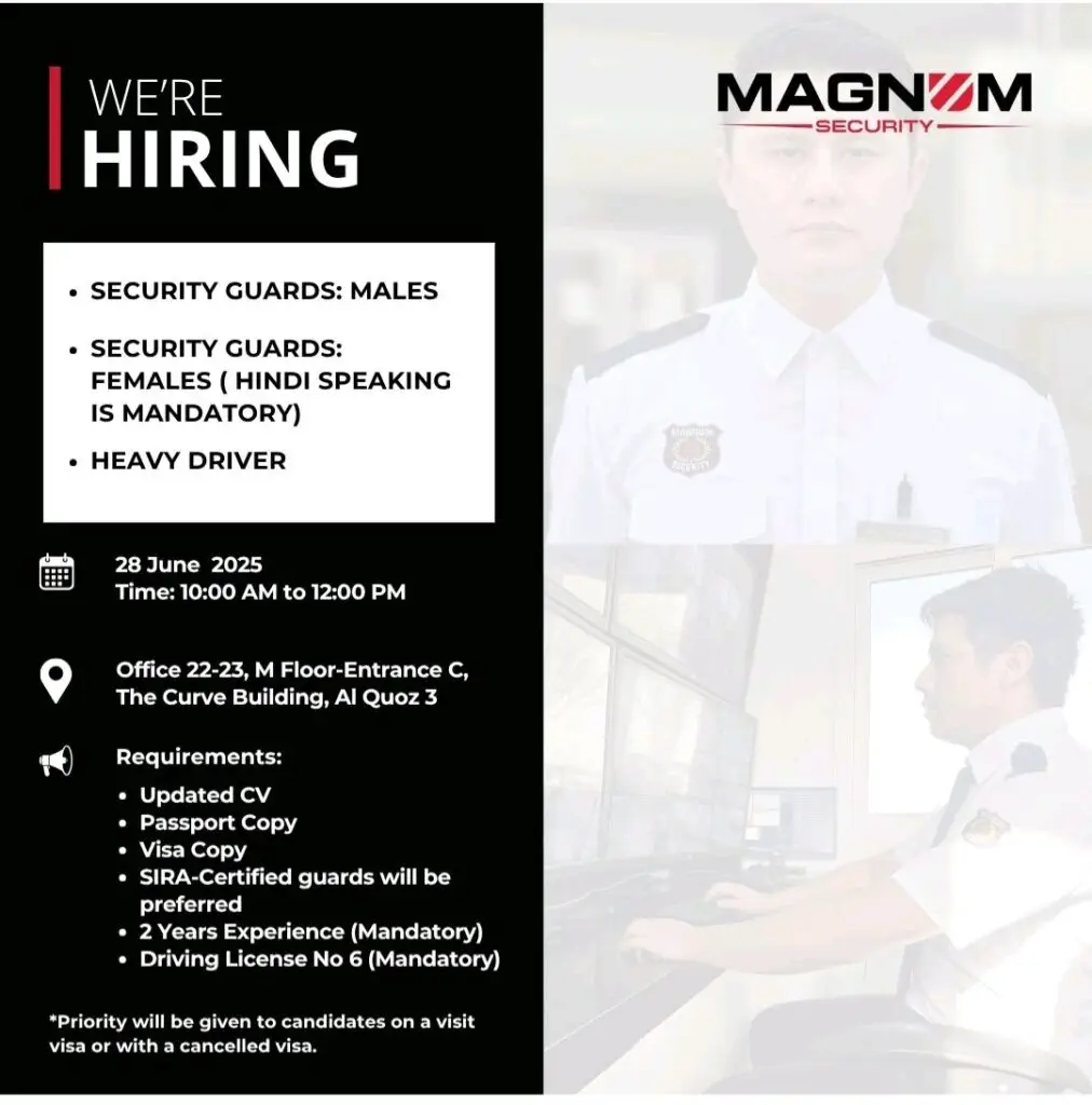 Magnum Security Walk in Interview in Dubai 2025: Dates, Venues, and Key Details