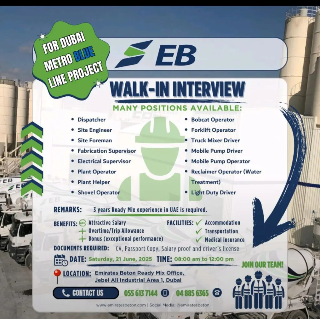 Emirates Beton Ready Mix walk in interview 2025: Dates, Venues, and Key Details 1 1000319476