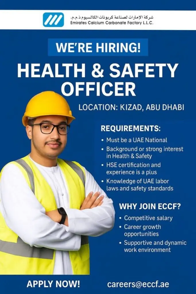 Emirates Calcium Carbonate Factory L.L.C. Vacancy In UAE 2025: Dates, Venues, and Key Details 2 Emirates Calcium Carbonate Factory L.L.C. Vacancy In UAE 2025: Dates, Venues, and Key Details