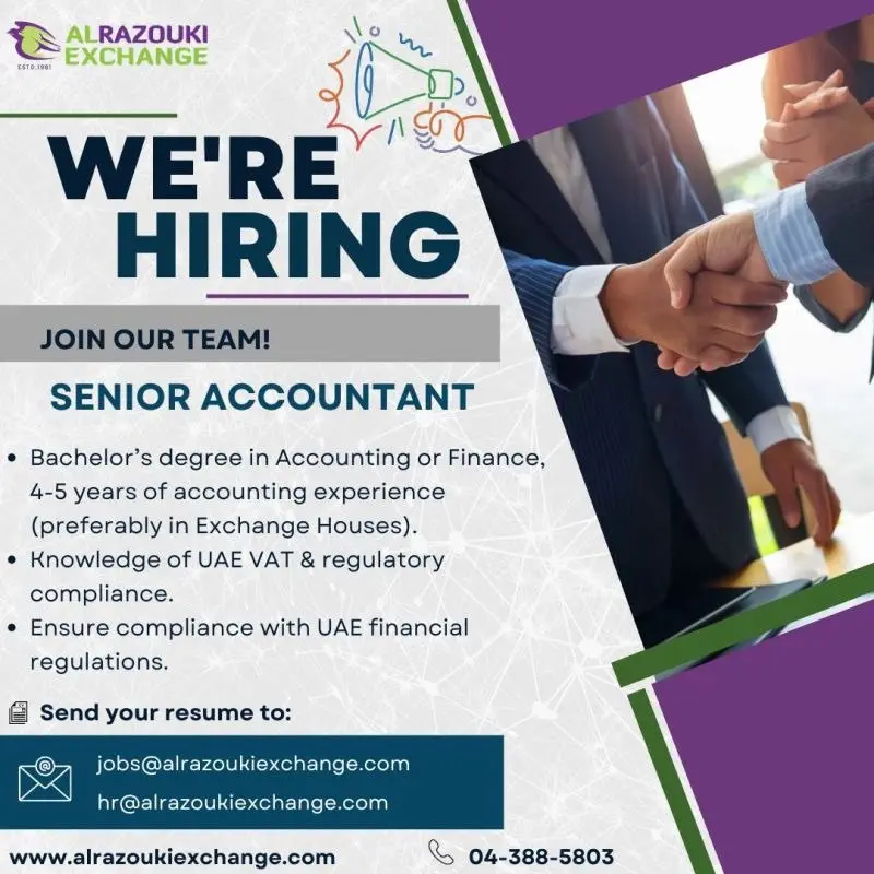 Al Razouki Exchange cashiers Free Recruitment Dubai 2025: Dates, Venues, and Key Details 1 Al Razouki Exchange cashiers Free Recruitment Dubai 2025: Dates, Venues, and Key Details